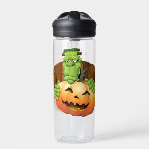 Frankenstein Monster Cartoon with Pumpkin Water Bottle