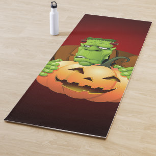 Frankenstein Monster Cartoon with Pumpkin Yoga Mat