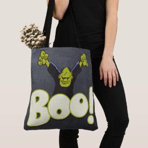 Frankenstein Monster Halloween BOO Black Chalk Tote Bag