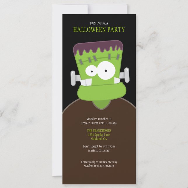 Frankenstein Monster Halloween Party Invitations (Front)
