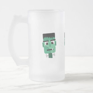 Frankenstein Monster Illustration Frosted Glass Beer Mug