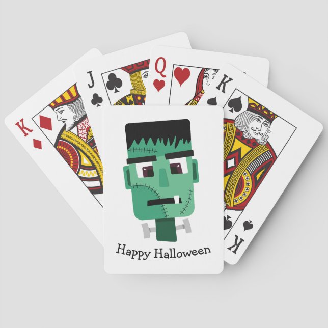 Frankenstein Monster Illustration Playing Cards (Back)