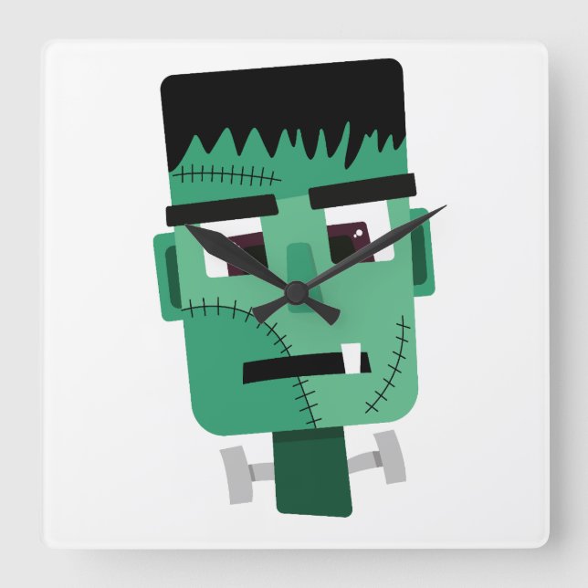 Frankenstein Monster Illustration Square Wall Clock (Front)