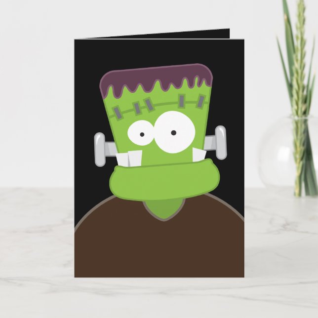 Frankenstein Monster | Kids Happy Halloween Card (Front)