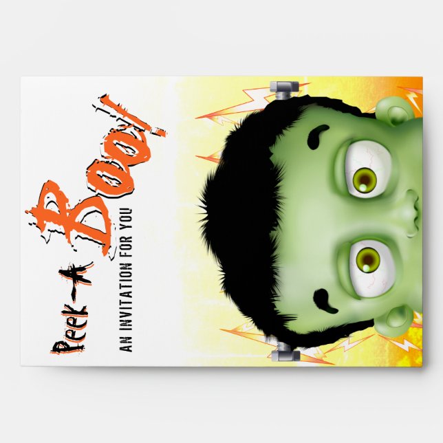 Frankenstein Monster Peek A Boo Halloween Envelope (Front)