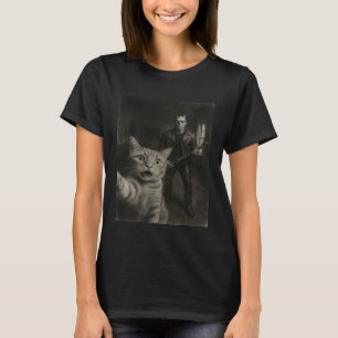 Frankenstein Monster Selfie Orange Cat Rock Music T-Shirt