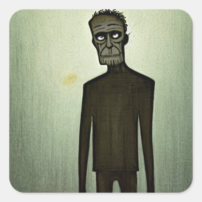 Frankenstein monster square sticker (Front)