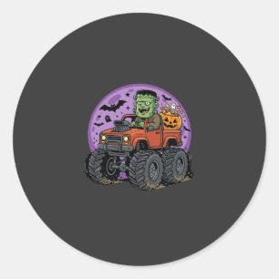 Frankenstein Monster Truck Halloween Graphic Desig Classic Round Sticker