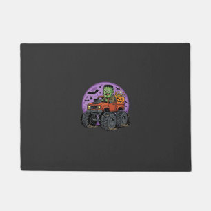 Frankenstein Monster Truck Halloween Graphic Desig Doormat