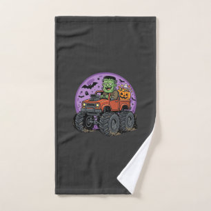Frankenstein Monster Truck Halloween Graphic Desig Hand Towel