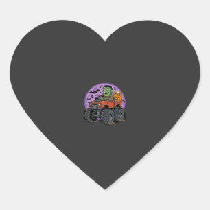Frankenstein Monster Truck Halloween Graphic Desig Heart Sticker