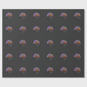 Frankenstein Monster Truck Halloween Graphic Desig Wrapping Paper