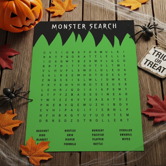 Frankenstein Monster Word Search Baby Shower Game (Frankenstein Monster Word Search Baby Shower Game
)