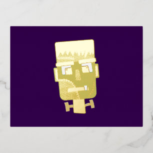 Frankenstein Monster's Head Foil Invitation Postcard