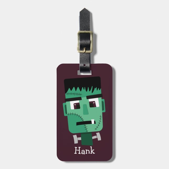 Frankenstein Monster's Head Luggage Tag (Front Vertical)