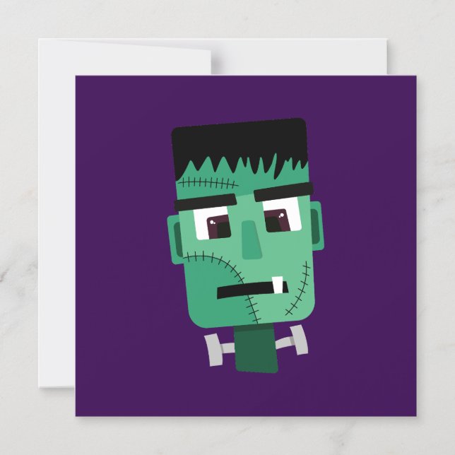 Frankenstein Monster's Head Magnetic Invitation (Front)