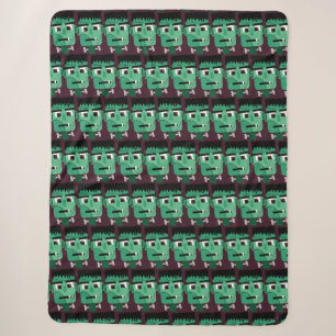 Frankenstein Monster's Head Sherpa Blanket