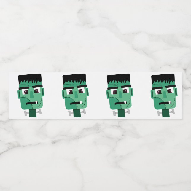 Frankenstein Monster's Head Water Bottle Label (Single Label)