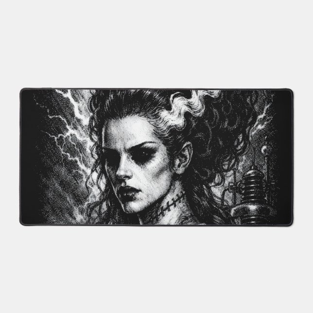 Frankenstein’s Bride — Resurrected by BurnsInHell Desk Mat (Front)