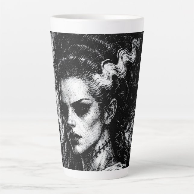 Frankenstein’s Bride — Resurrected by BurnsInHell Latte Mug (Front)