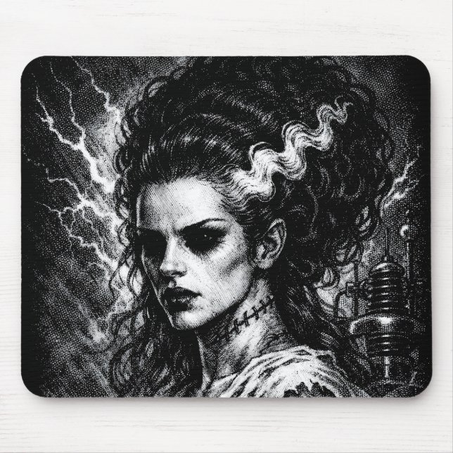 Frankenstein’s Bride — Resurrected by BurnsInHell Mouse Mat (Front)