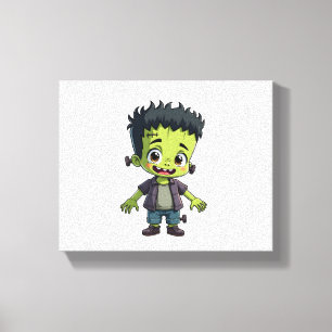 Frankenstein’s Monster – Cute Halloween Cartoon Sh Canvas Print