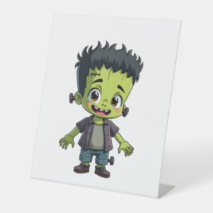 Frankenstein�s Monster � Cute Halloween Cartoon Sh Pedestal Sign