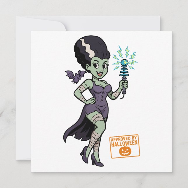 Frankenstein’s Wife Cartoon Invitation (Front)