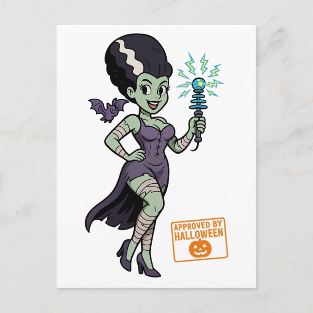 Frankenstein’s Wife Cartoon Postcard (Front)
