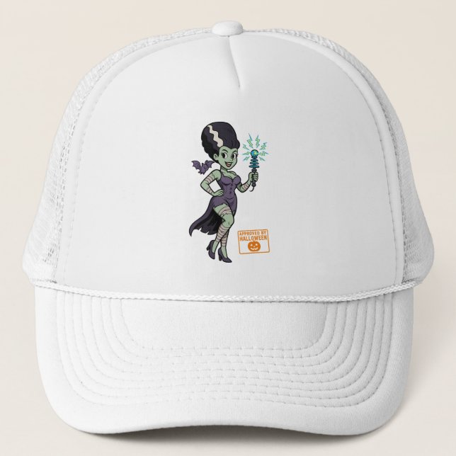 Frankenstein’s Wife Cartoon Trucker Hat (Front)