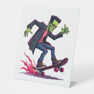Frankenstein Skater � Cool Halloween Streetwear Sh Pedestal Sign