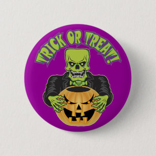 Frankenstein Skull 6 Cm Round Badge