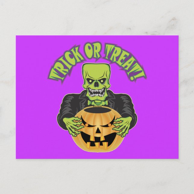 Frankenstein Skull Postcard (Front)