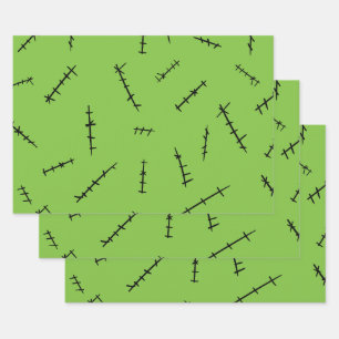 Frankenstein Stitches Wrapping Paper Sheet