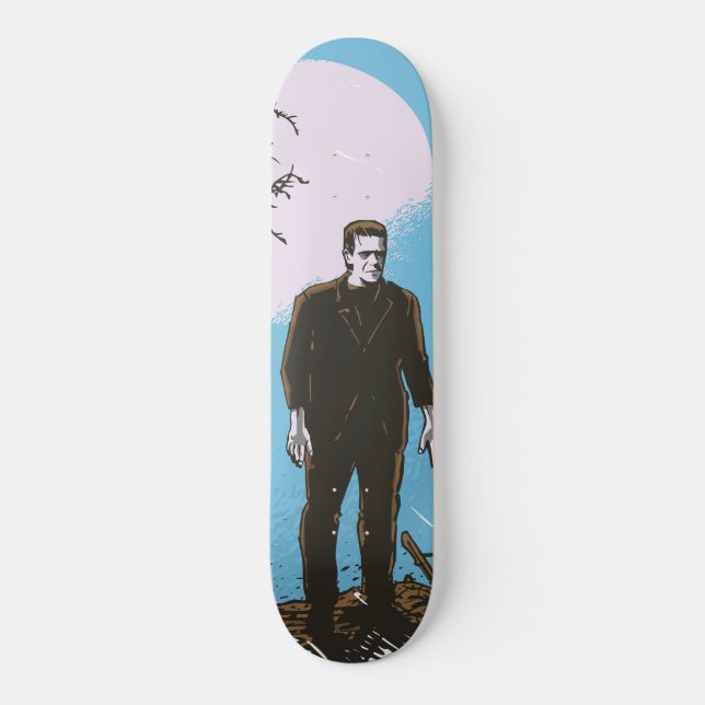 Frankenstein under the moon - blue skateboard (Front)