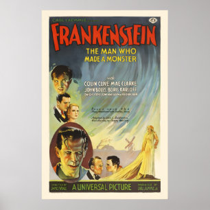 Frankenstein - Vintage Style 1930s Sci-Fi Movie Poster