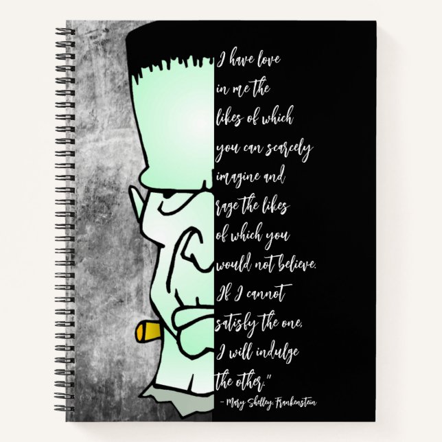Frankenstein's Monster, Shelley Love & Rage Quote Notebook (Front)