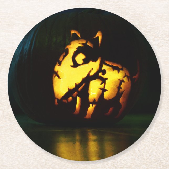 Frankenweenie pumpkin round paper coaster (Front)