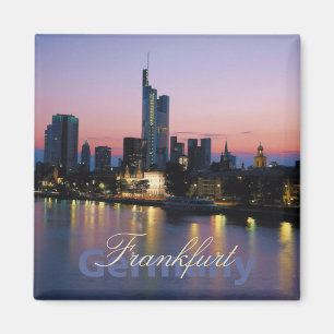 Frankfort Germany Nighttime Photo Souvenir Magnets
