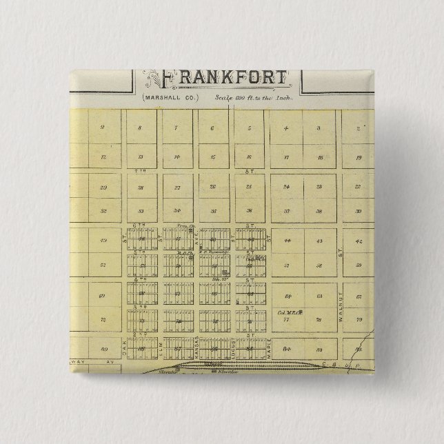 Frankfort, Home City, Bremen, and Herkimer, Kansas 15 Cm Square Badge (Front)
