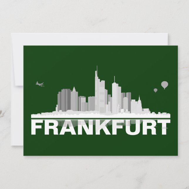 Frankfurt City Skyline Map / Folding Card (Front)