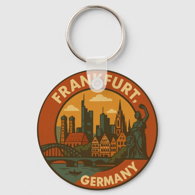 Frankfurt German Skyline Key Ring (Front)