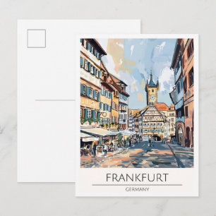 Frankfurt Germany Art Illustration Travel Postcard