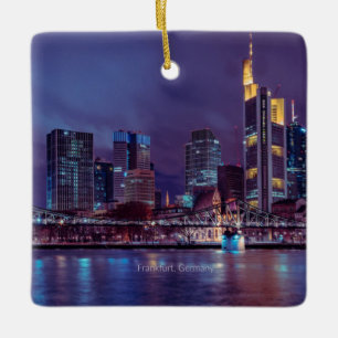 Frankfurt Germany at night Ceramic Ornament