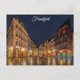 Frankfurt Germany at Night City Travel Photo Postcard