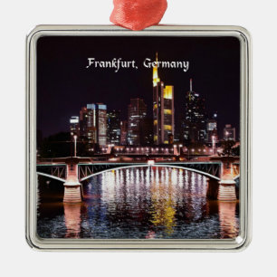Frankfurt, Germany at night Metal Tree Decoration