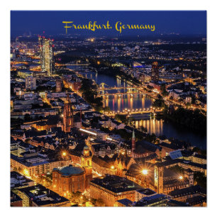 Frankfurt, Germany at Twilight Poster