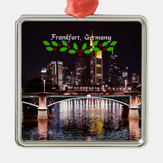 Frankfurt, Germany, Christmas holly, Metal Tree Decoration (Front)