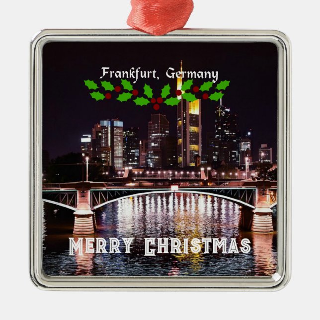 Frankfurt, Germany, Christmas holly, Metal Tree Decoration (Front)