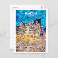 Frankfurt Germany Famous Travel Watercolor Sketch